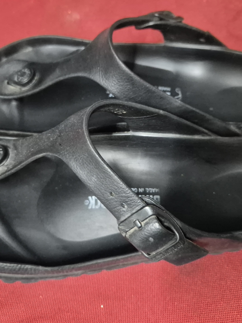 Birkenstock Black Thong Sandals with Buckle